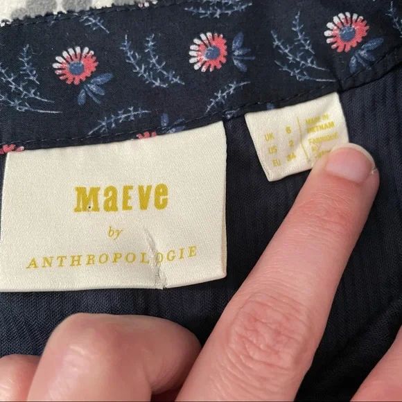 Anthropologie Maeve Navy Tessa Corduroy Flounce Dress EUC Size 2 - Picture 4 of 6